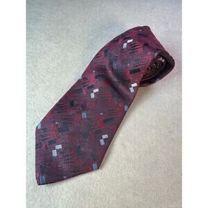 Prochownick Tie Made of Italy 3" x 55" Rich Deep Red Geometric
